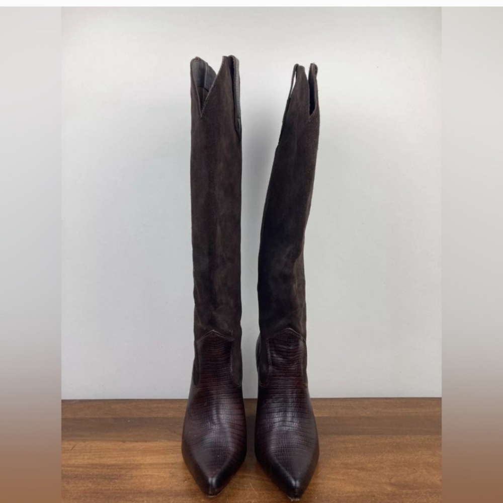 Dante Brown Leather Suede Cowgirl Western Boots Heels Women’s Size 8.5B